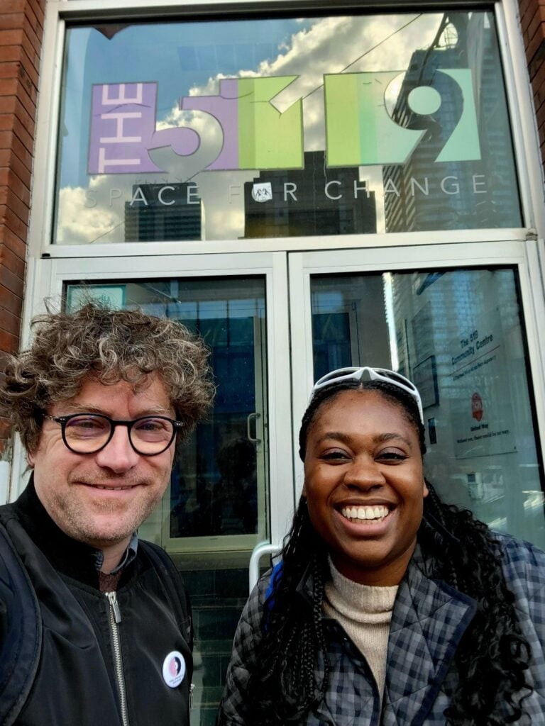 Kamaria and Paul outside The 519
